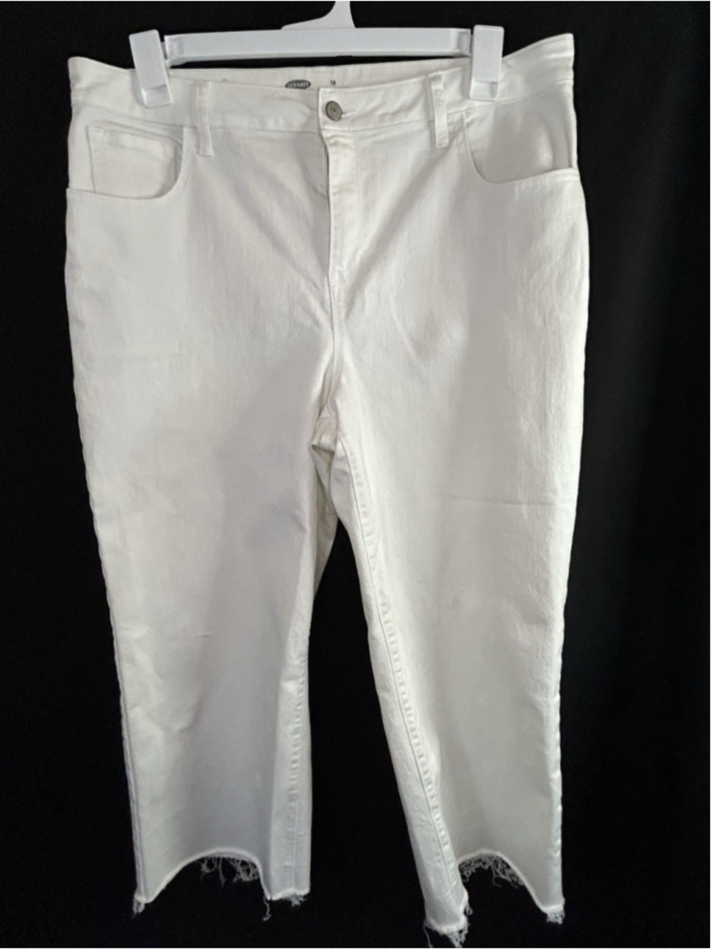 Old Navy Jeans Womens 16 White Sky-Hi Wide Leg High Rise Crop Stretch 38x 25 EUC